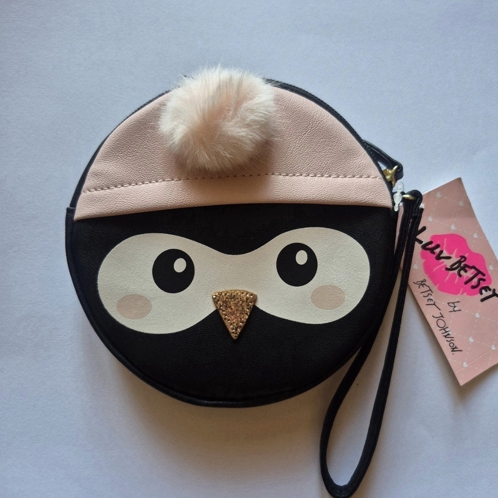 Luv Betsey by Betsey Johnson Pink and Black Penguin Wristlet